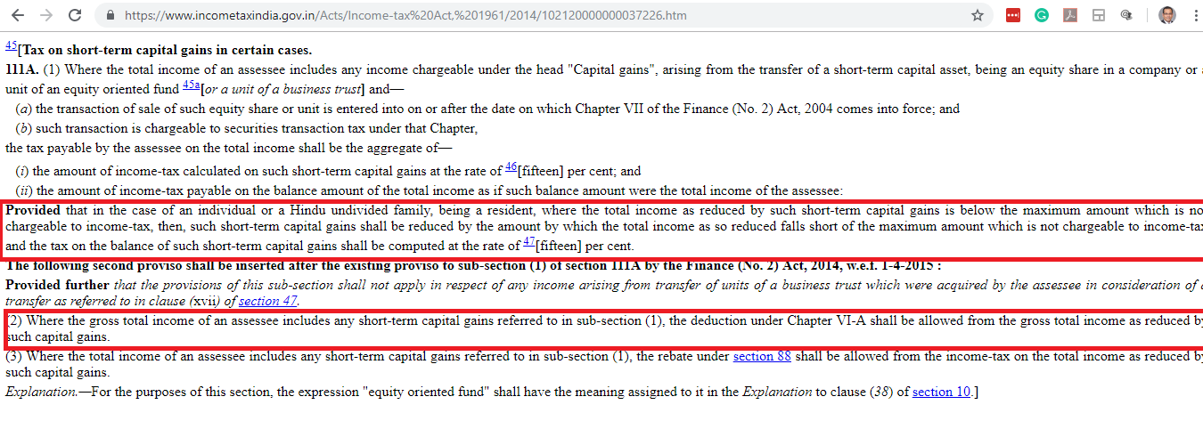 Section 111a of income tax act