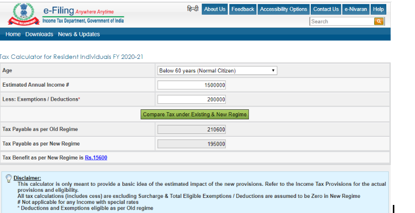 Old and new income tax slab 20-21