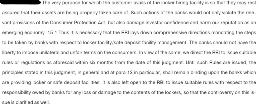 Bank Locker Rules SC Judgment 2