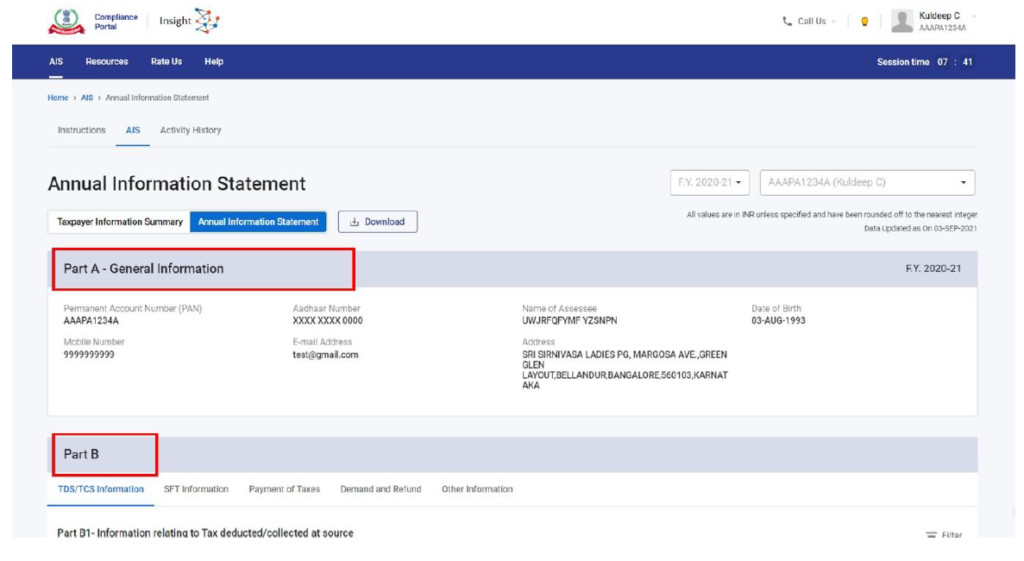 Annual Information System (AIS) parts