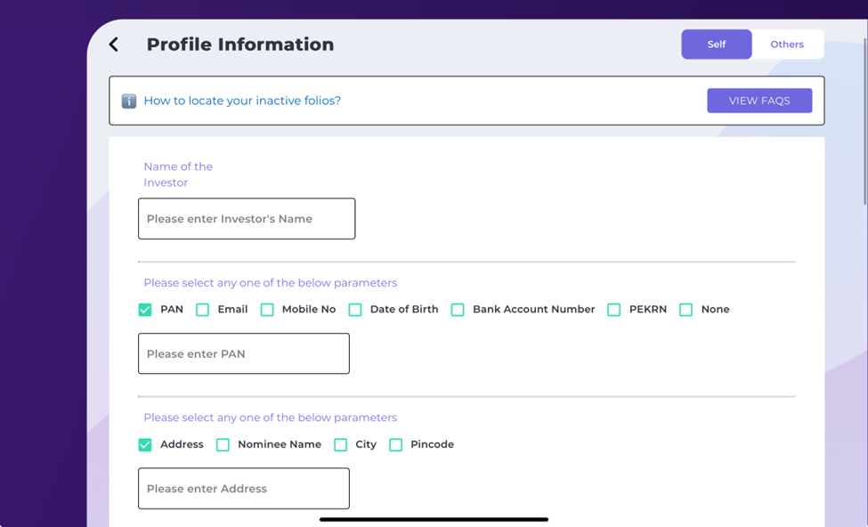MITRA Platform - fill profile information